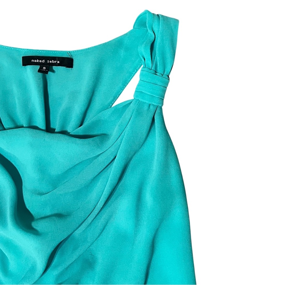 Naked Zebra Layered Teal Blue Green Draped Scoop Neck Tank Top Size Small - Picture 3 of 8